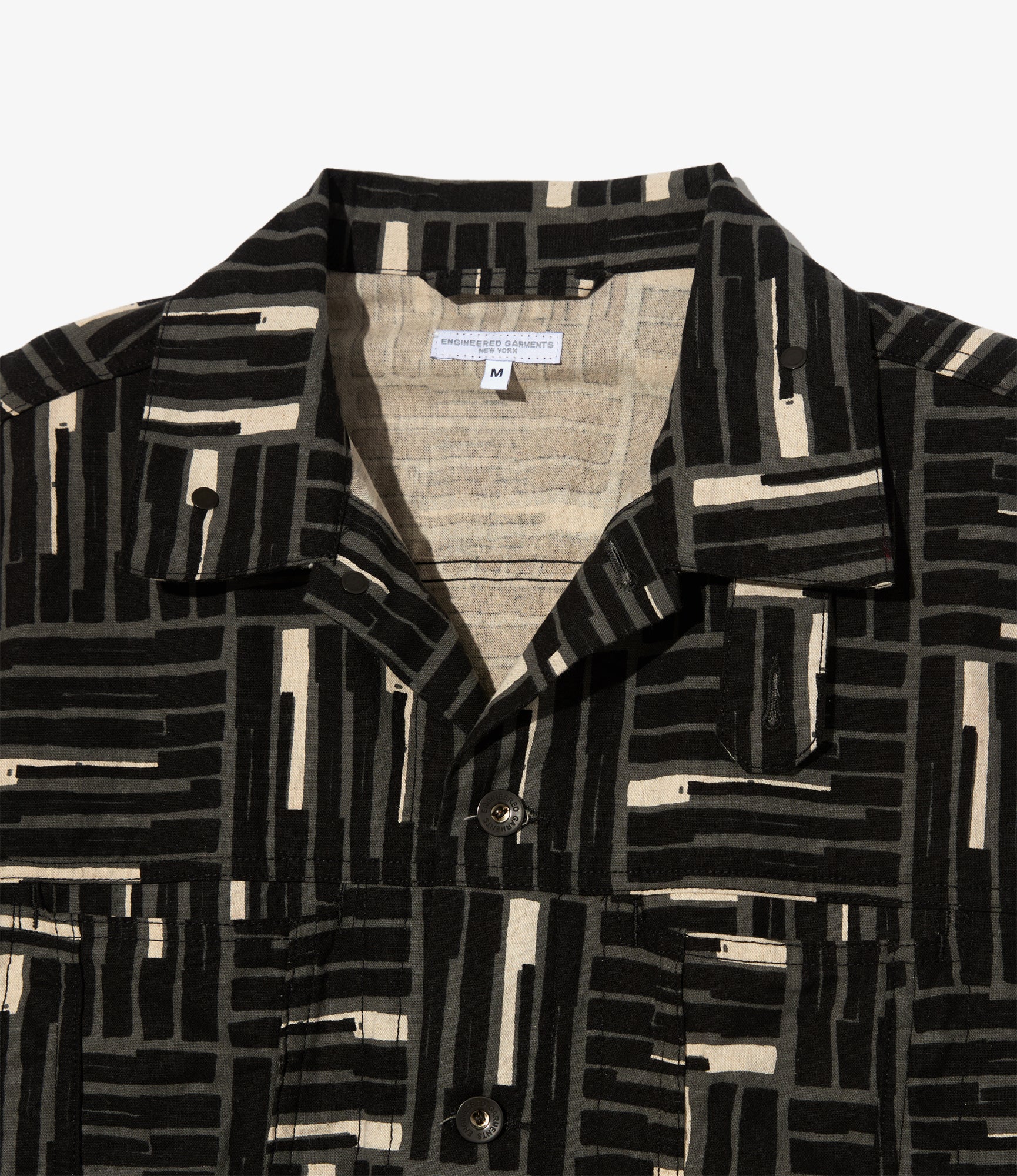 Type 5 Jean Jacket – Black Tile Print Canvas - Image 3