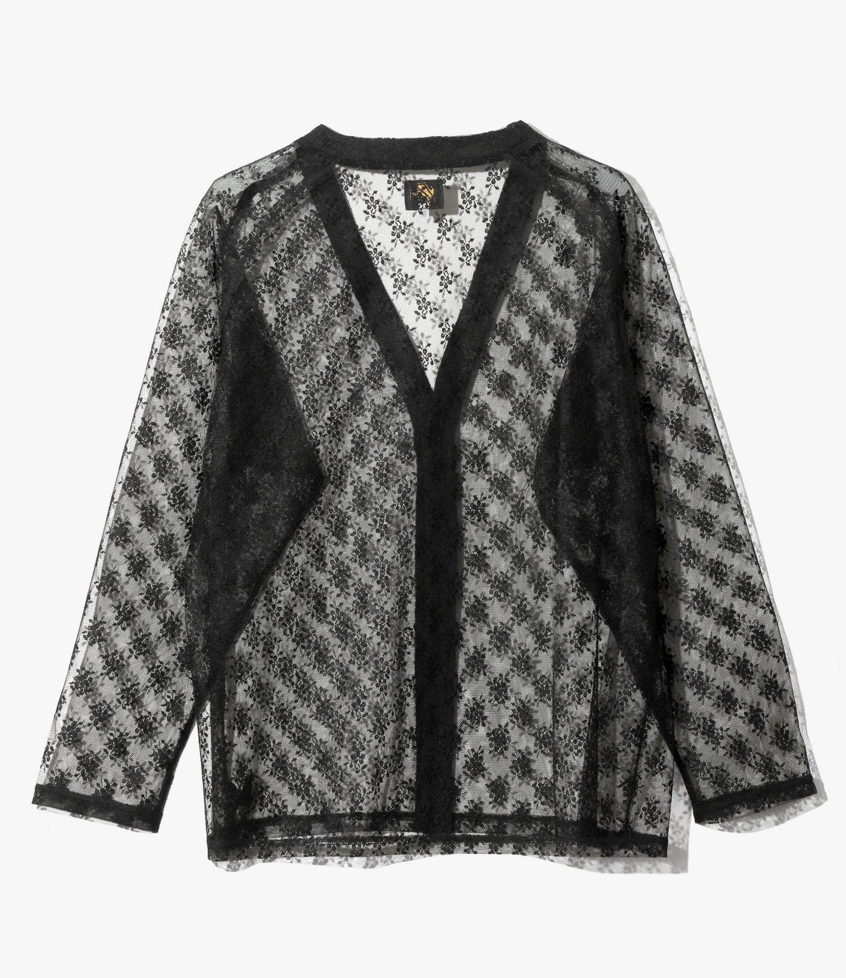 V-Neck Cardigan – Black Floral Raschel Lace - Image 3