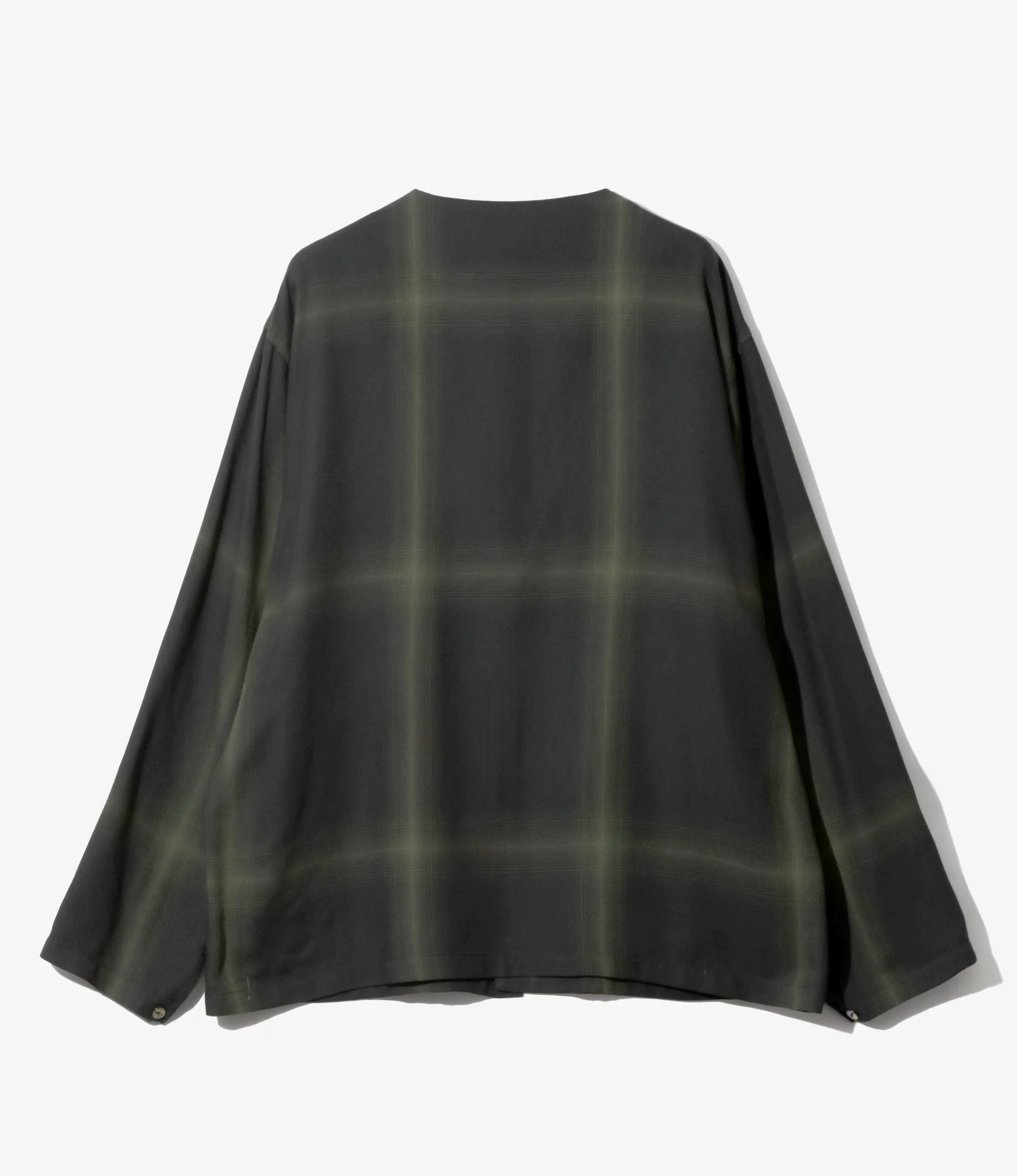 V-Neck Shirt – Black Plaid Rayon - Image 4