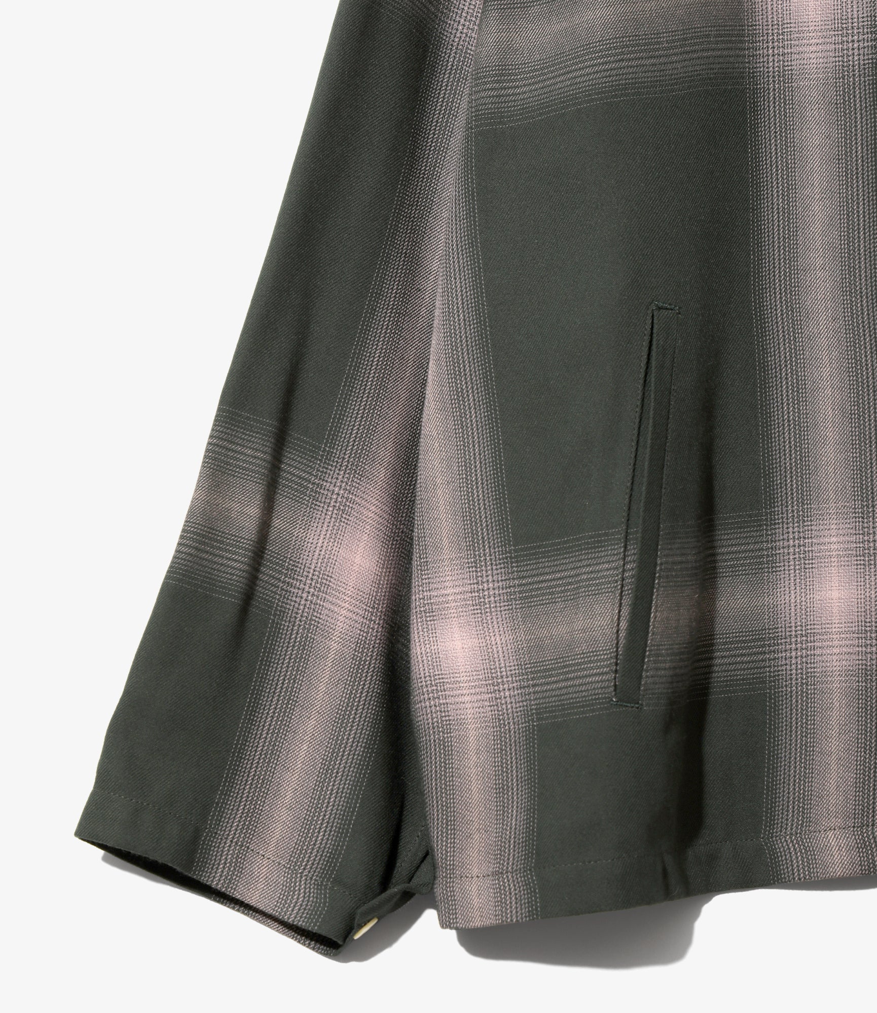 V-Neck Shirt – Green Plaid Rayon - Image 3