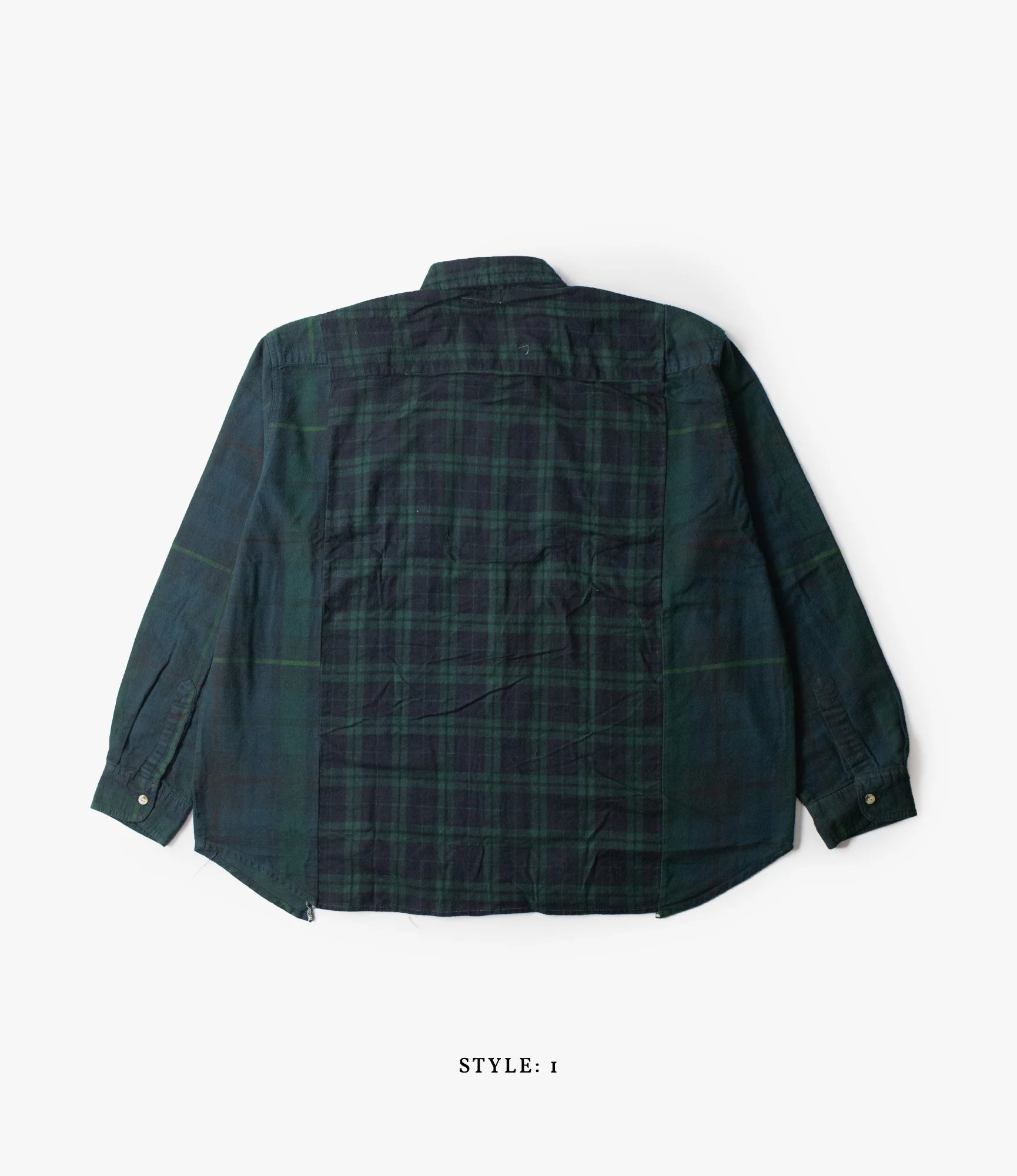 Wide Ribbon Shirt – Green Overdyed Flannel - Image 2