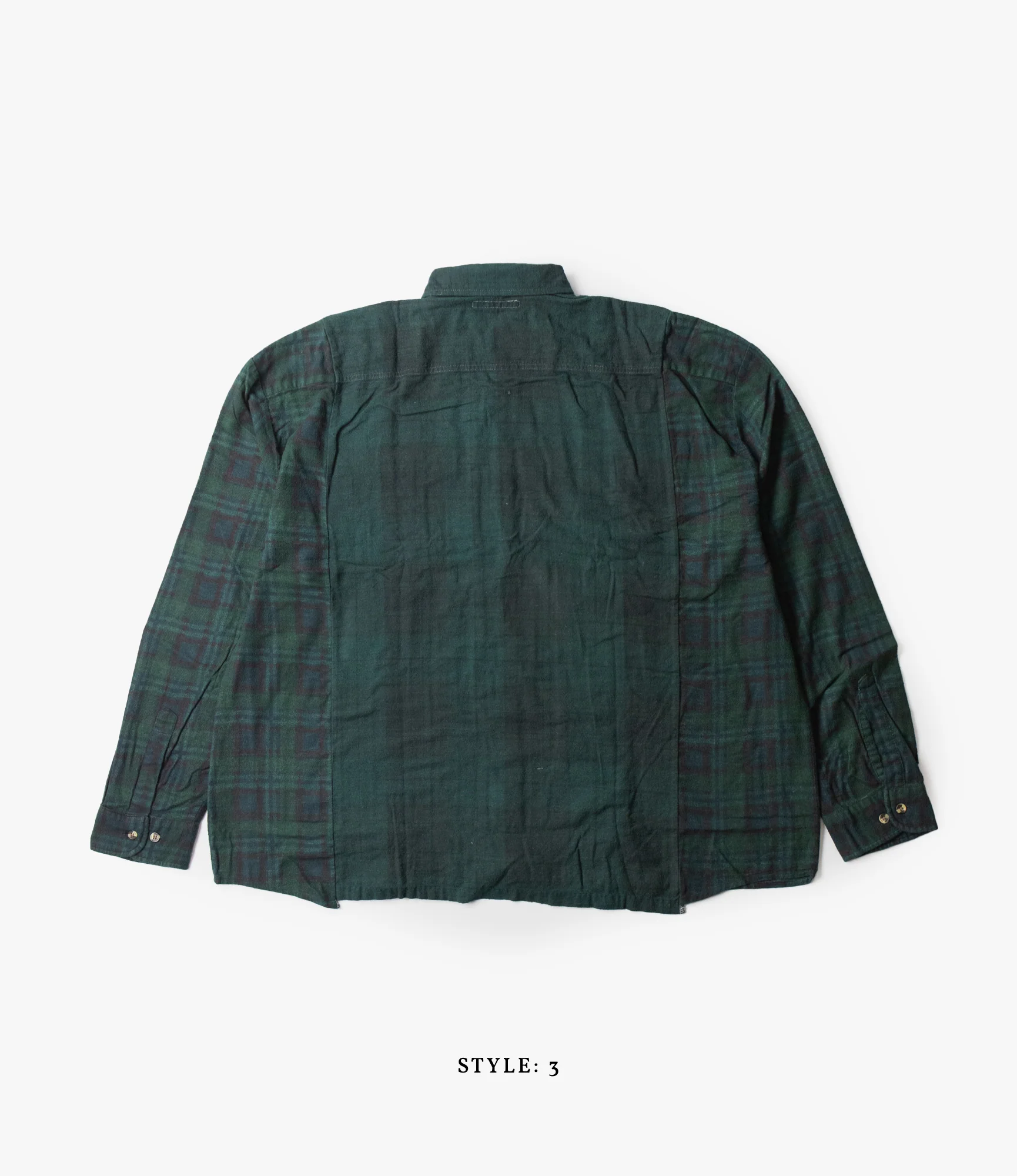 Wide Ribbon Shirt – Green Overdyed Flannel - Image 6