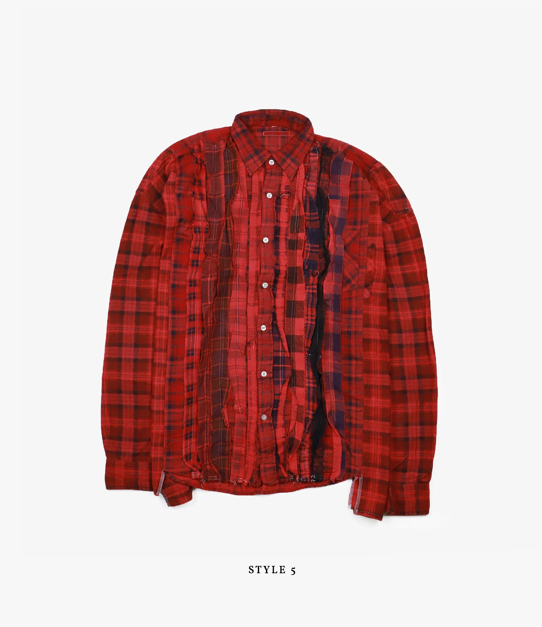 Wide Ribbon Shirt – Red Overdyed Flannel - Image 10