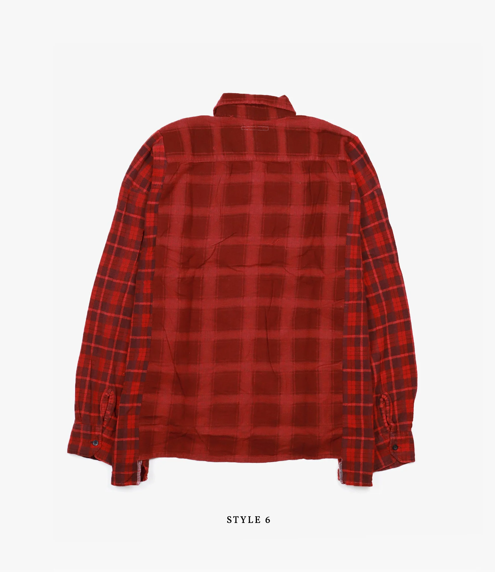Wide Ribbon Shirt – Red Overdyed Flannel - Image 11