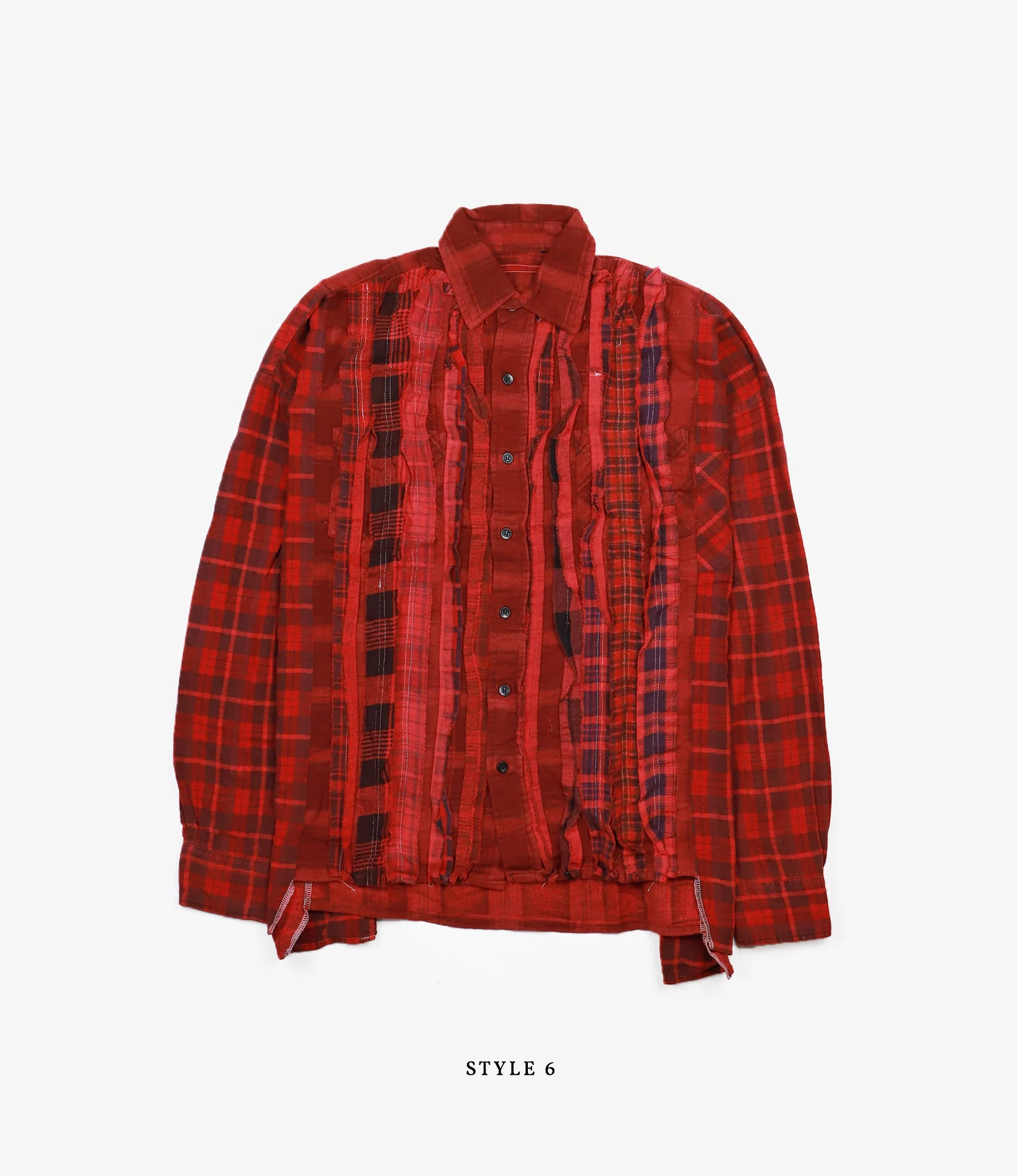 Wide Ribbon Shirt – Red Overdyed Flannel - Image 12