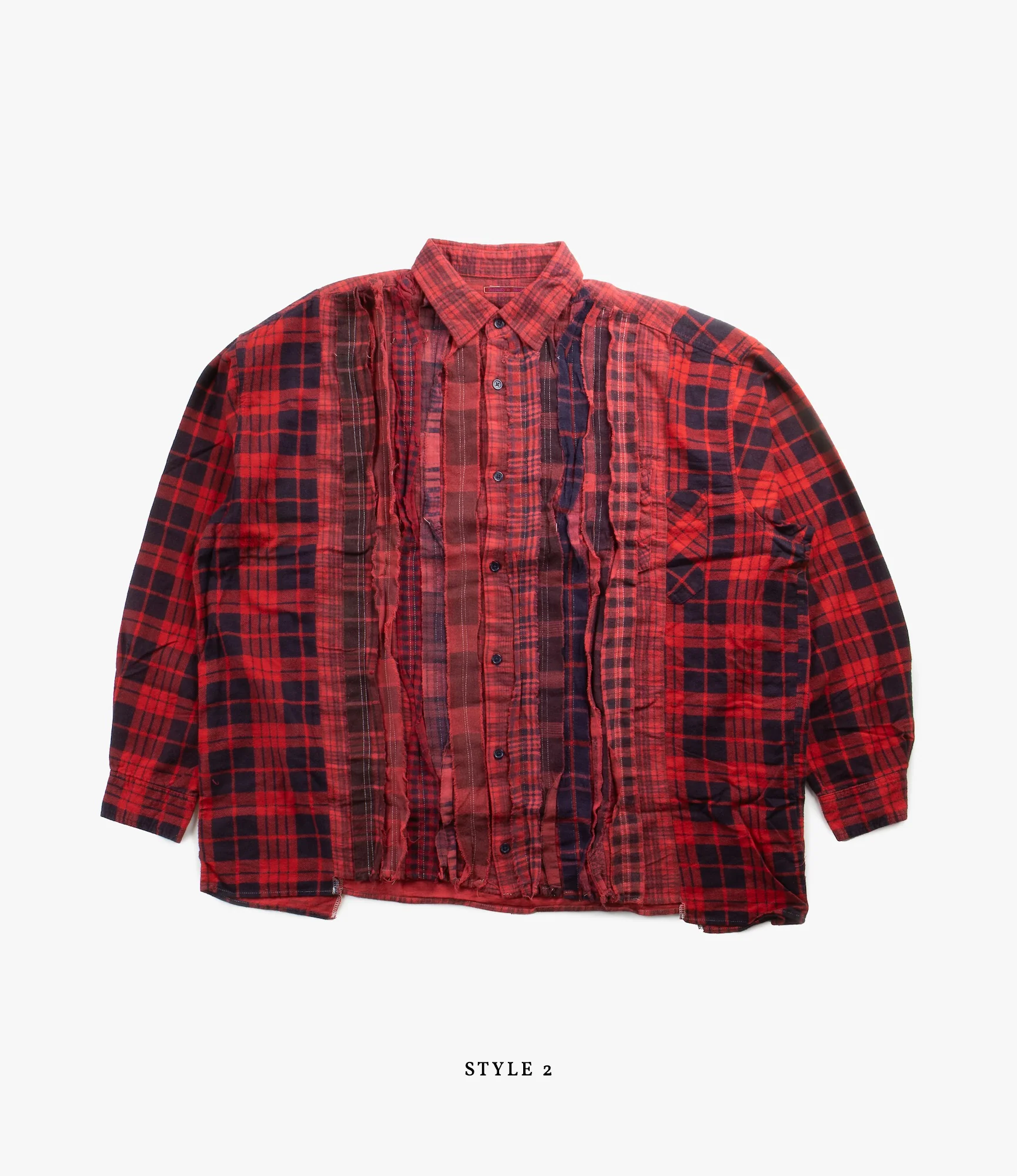 Wide Ribbon Shirt – Red Overdyed Flannel - Image 3