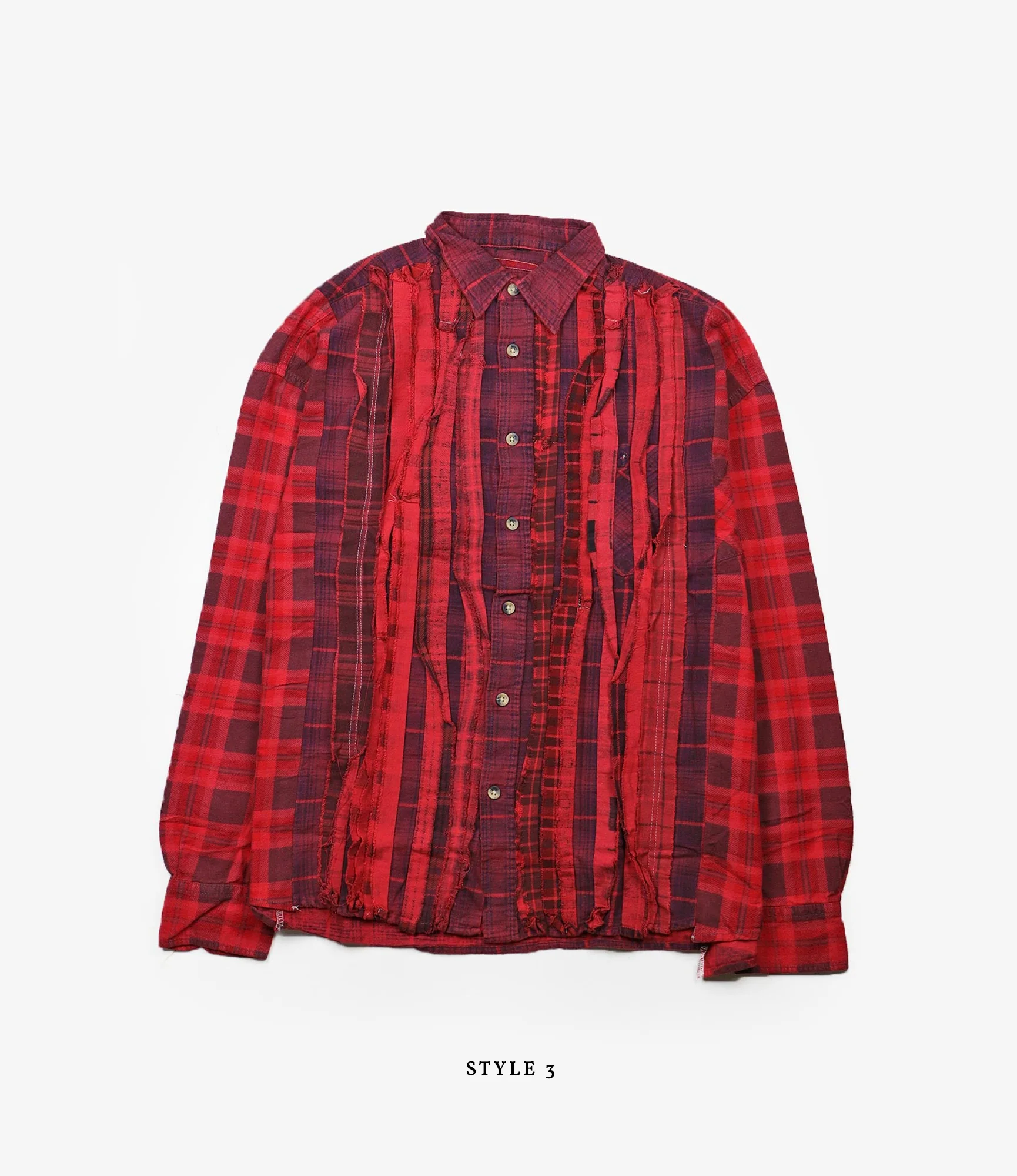 Wide Ribbon Shirt – Red Overdyed Flannel - Image 6