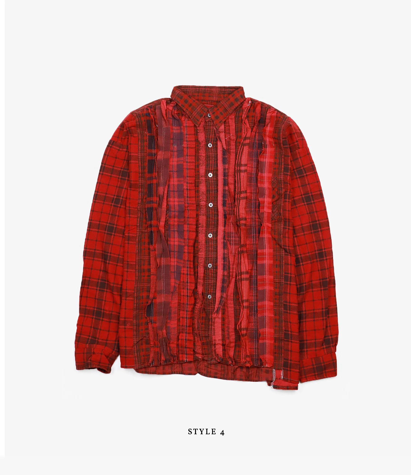 Wide Ribbon Shirt – Red Overdyed Flannel - Image 8