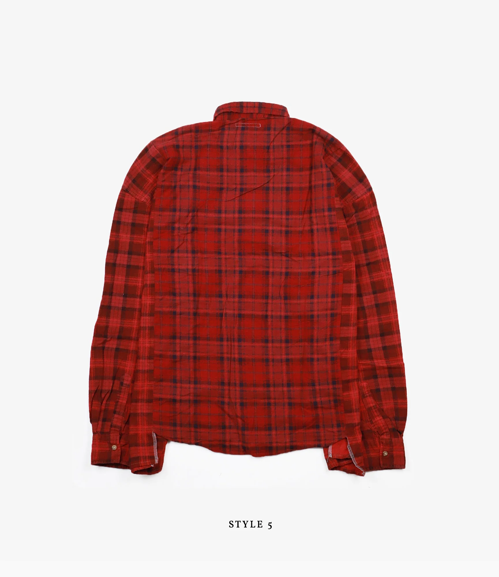 Wide Ribbon Shirt – Red Overdyed Flannel - Image 9