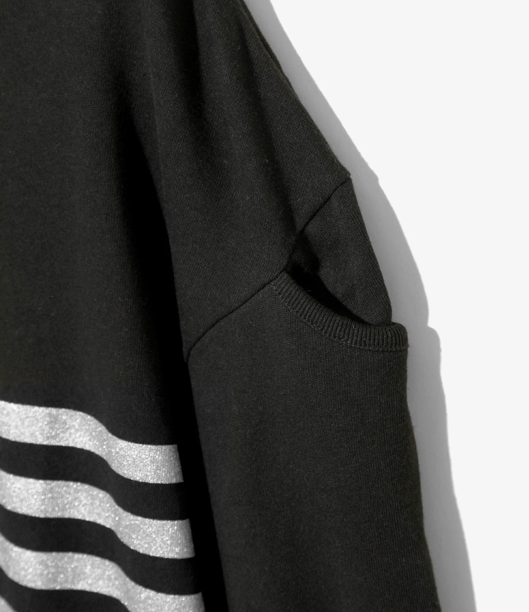 Fisherman Boat Neck Gusset Shirt – Black/Metallic Stripe - Image 3