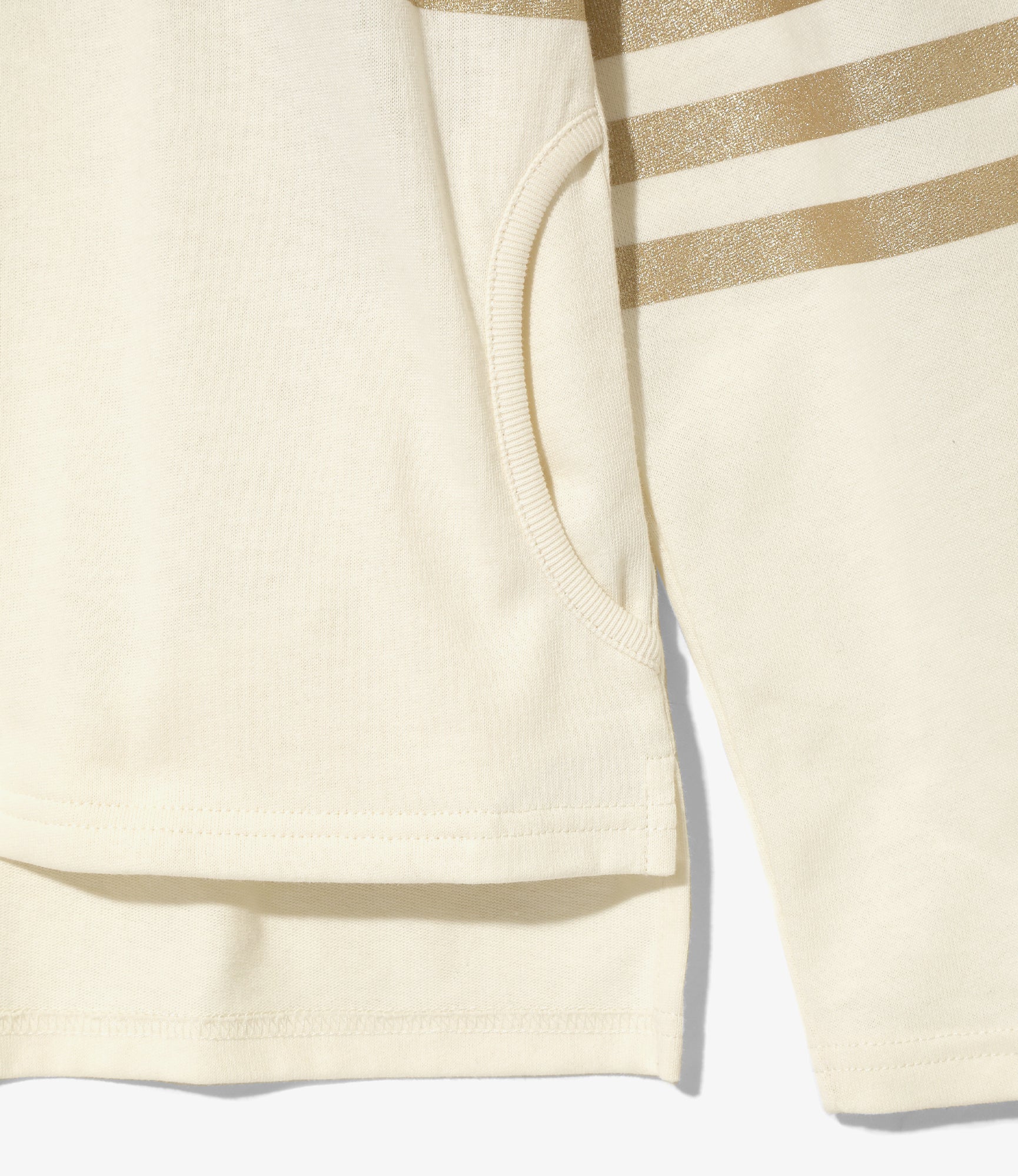 Fisherman Boat Neck Gusset Shirt – Off White/Metallic Stripe - Image 4