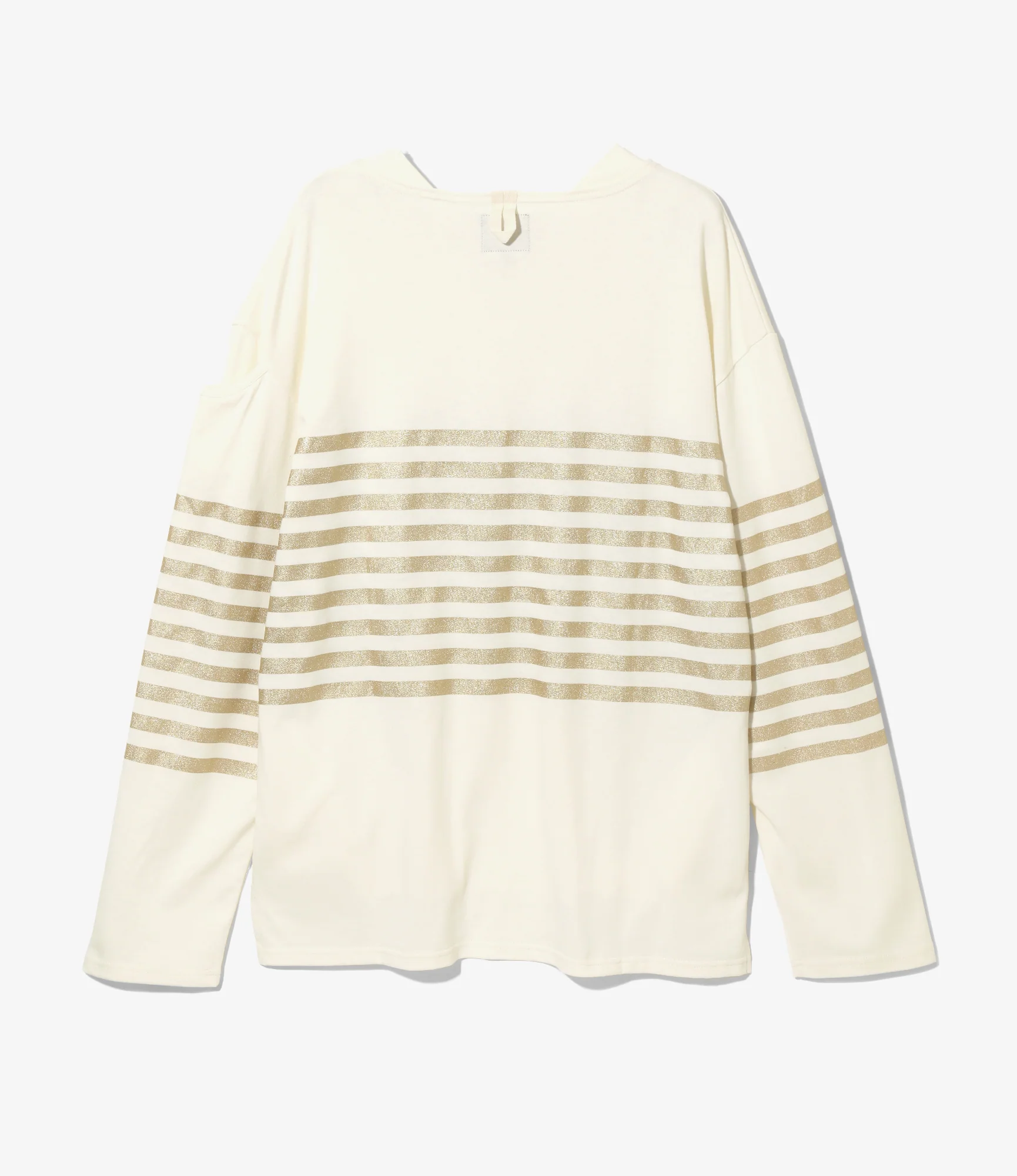 Fisherman Boat Neck Gusset Shirt – Off White/Metallic Stripe - Image 6